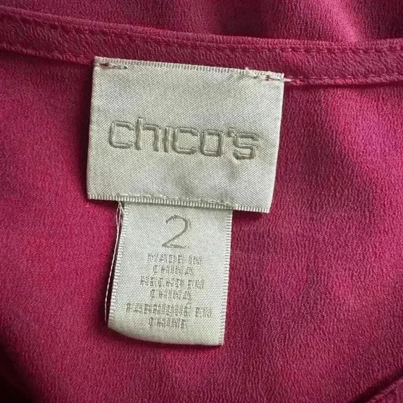 Chicos Women’s 2 US L Cold Shoulder Tunic Hidden Button Long Sleeve Blouse Top - Picture 8 of 11